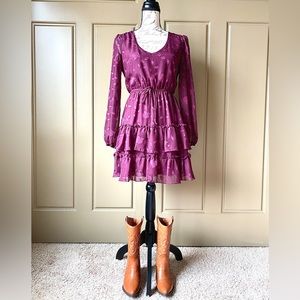 City Studio Burgundy Tiered-Hem Drawstring Dress